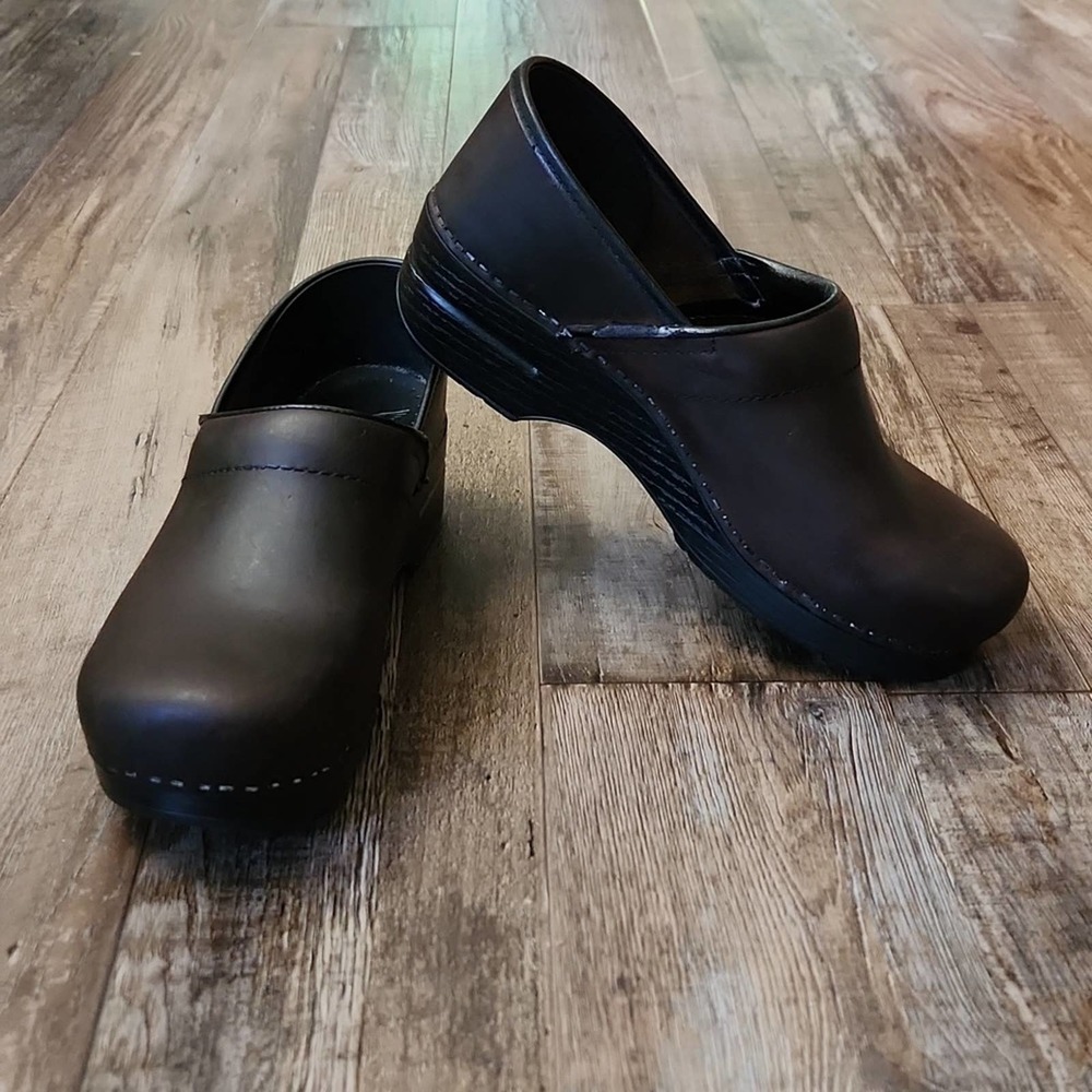 Dansko Black Leather Clogs